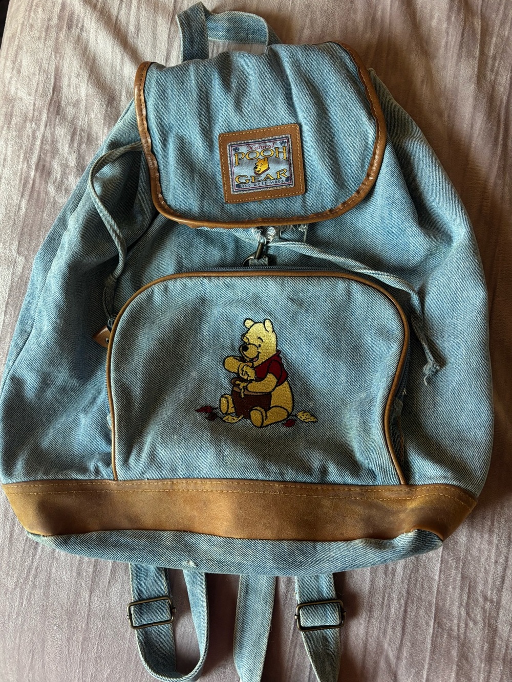 Rare Vintage Disney Winnie the Pooh Denim Backpack